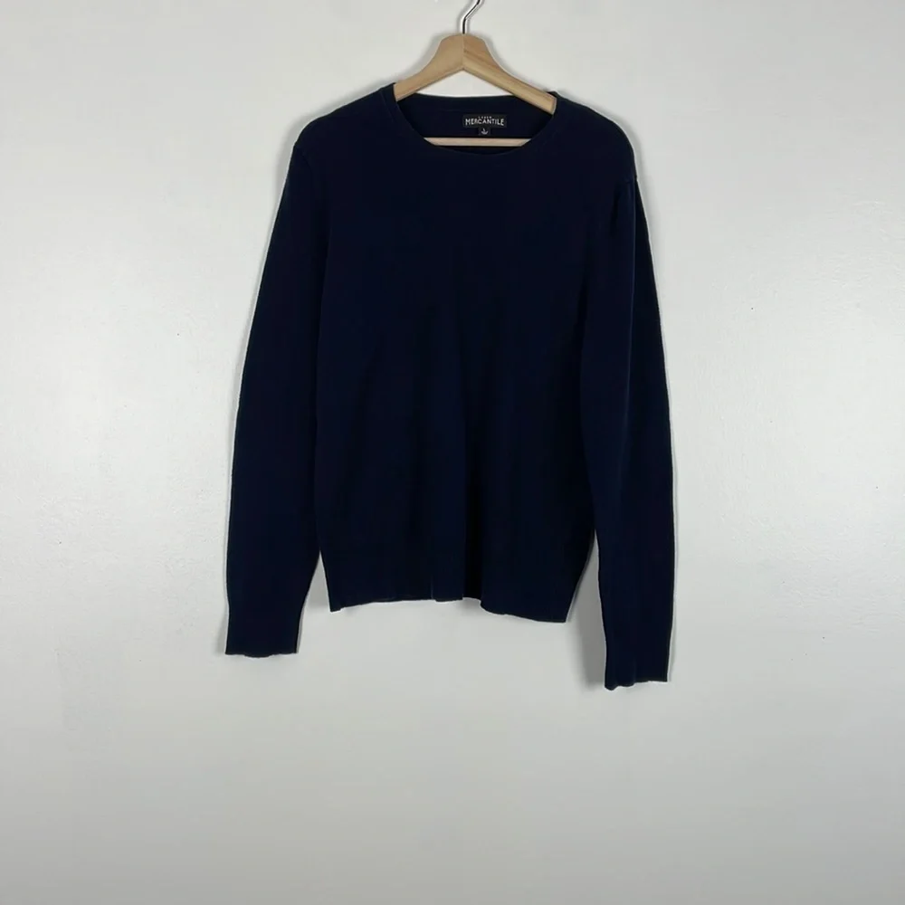 J.Crew Mercantile long sleeve pullover men's crewneck blue sweatshirt Size L